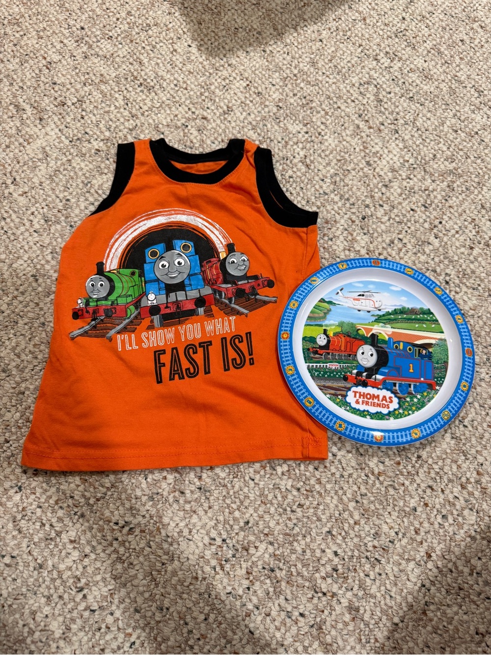 Thomas & Friends Orange Tank Top with Thomas plate